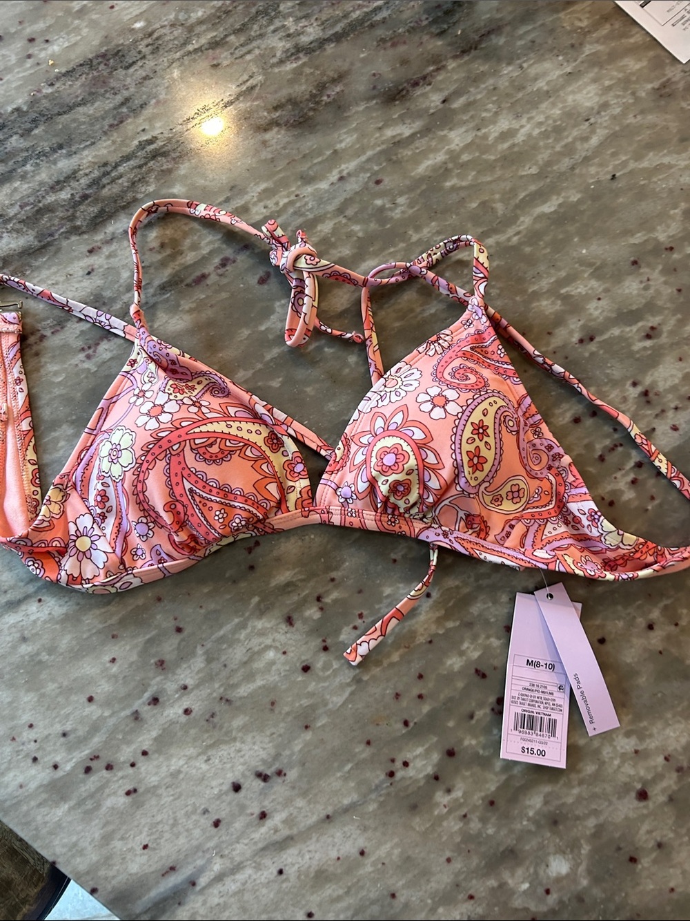 wild fable Pink Paisley Triangle Bikini Top